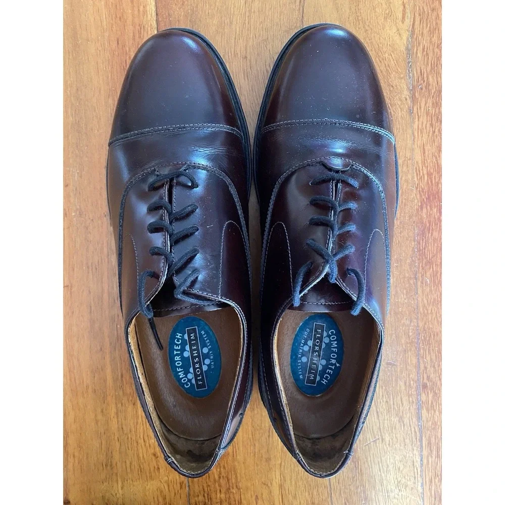Florsheim Lexington Mens 10.5 Burgundy Oxford Cap Toe Classic Elegance Dress